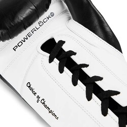 Everlast Powerlock Pro OG Bağcıklı (kick) Boks Eldiveni – Siyah/Beyaz (12OZ) - Thumbnail