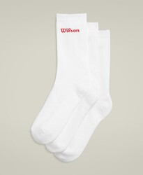 Wilson - Wilson Unisex Çorap 3'lü Paket U Crew Logo Sock - White S WU00084511WTAS