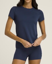 Wilson Kadın W Pro Seamless Tee Tişört Classic Navy XS WW00593511DBCXS - Thumbnail